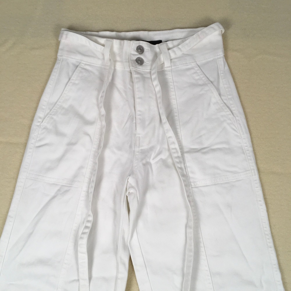 Hudson Women's White Pants‎ High Waist Wide Leg Size 6/28 Sash Belt Casual - Picture 2 of 7
